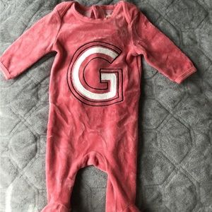 Velour baby girl footie stretchie preemie/newborn